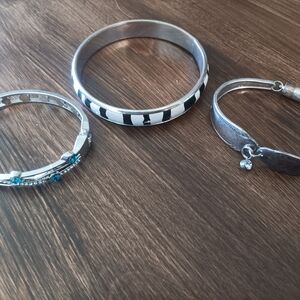 Silver and Black Bangle Bracelet